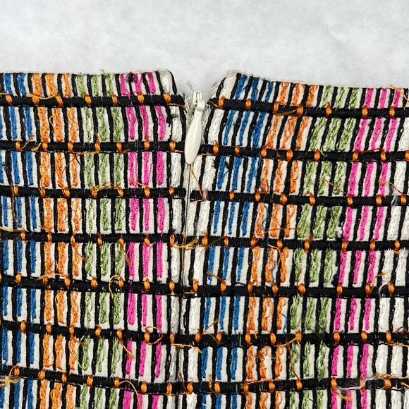 Gryphon Mini Skirt MEDIUM Embroidered Stripe Eyelash Fringe Sequined Zip - Picture 12 of 13